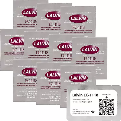 Lalvin EC-1118 Wine Yeast 10 Pack - Champagne Yeast - Make Wine Cider Mead At - • £15.48