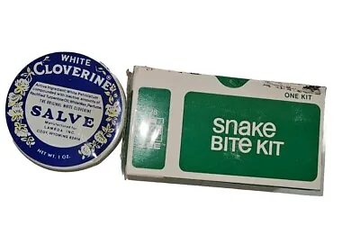 Vintage White Cloverine Salve Tin Metal Container ZEE Snake Bite Kit  • $19.14