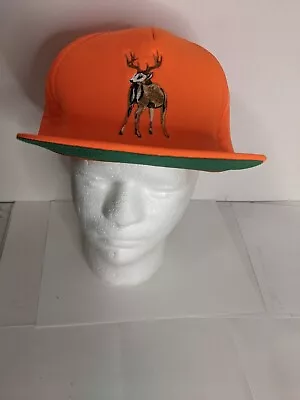 $10.99 • Buy Vintage Hunting Hat Snapback Deer Blaze Orange Adjustable Embroidered