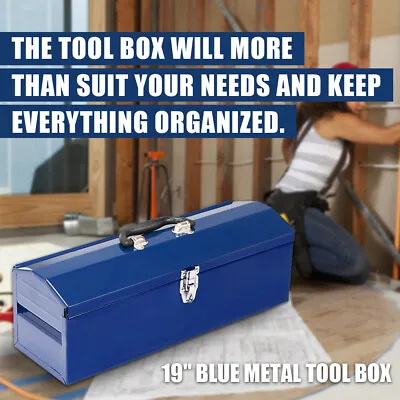 Torin 19  Portable Steel Tool Box With Metal Latch Closure And Storage Tray • $28.69