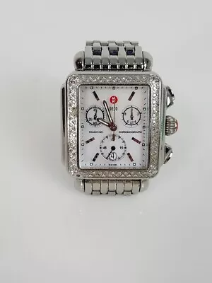 Michele Deco Diamond Chronograph Mother Of Pearl Stainless Steel Watch • $499.99