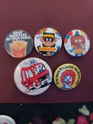 Ronald McDonald Hamburglar Food Advertising Badges Pins X 5 Badges Age Rust • £2