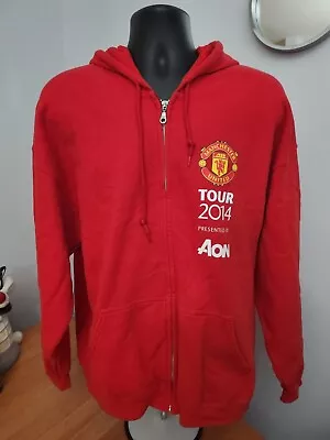 Manchester United Tour 2014 Jacket Full Zip Hoodie Mens XL Red Soccer Football • $29.99