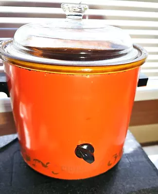  Rival Slow Cooker Crock Pot 3.5 Qt 3100/2 Flame Red Orange W/Lid • $23.47