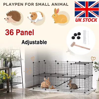 DIY Pet Playpen Metal Wire Fence Indoor Outdoor Guinea Pig Rabbit Cage 36 Panel • £24.90