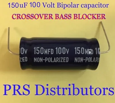 150uF 100 Volt BIPOLAR Capacitor BASS BLOCKER SPEAKER TWEETER CROSSOVERS 1 Piece • $7.50