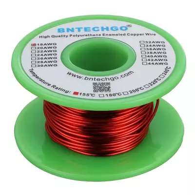 BNTECHGO 18 AWG Magnet Wire - 4 Oz - 0.0393  Red • $16.49