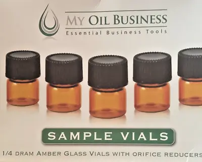 SAMPLE OIL VIALS- 75 Bottles 1/4 Dram-1 ML Amber Glass With Orifice Reducer/caps • $9.58