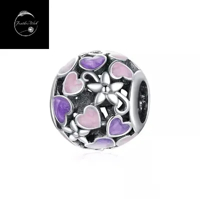 £14.90 • Buy Genuine 925 Sterling Silver Daisy Flower Lotus Love Heart Purple Bead Charm Nan