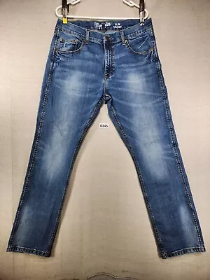 Wrangler Retro Mens Slim Straight Distressed Denim Jeans 34x30.5 • $25