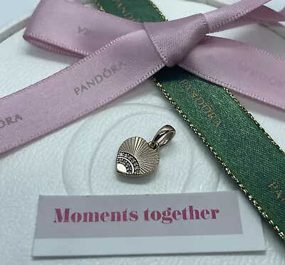 $45 • Buy Pandora Rose Gold MET Fan Of Love CZ Pendant Charm 387286 Retired Authentic Ale