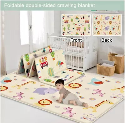 2Side Baby Play Mat Crawling Soft Blanket Folding Cartoon Waterproof Picnic Carp • £12.42