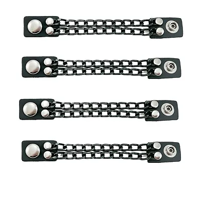Motorcycle Vest Extenders Double Black Chain Made In USA 24 Snaps MC Biker 4 PK • $24.99