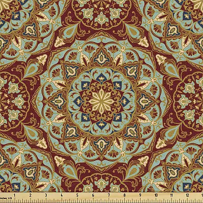Mandala Fabric By The Yard Abstract Flora Pattern Medieval Mosaic Tile Design  • $28.99