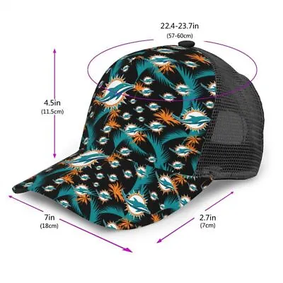 Dolphins Miami Fans Mesh Baseball Cap Print Adjustable Travel Sunshade Cap • $10.99