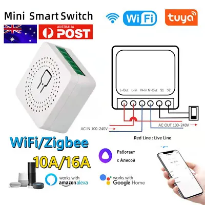 $14.49 • Buy MINI WiFi/ZigBee Smart Switch Module Timer Wireless Switches For Alexa Google AU