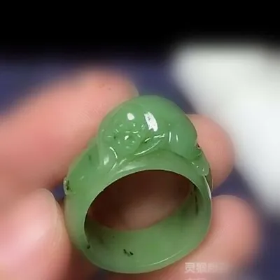 Crazy Deals! Hand Carved Genuine Green Nephrite  Jade Ring With Monkey Longevity • $288