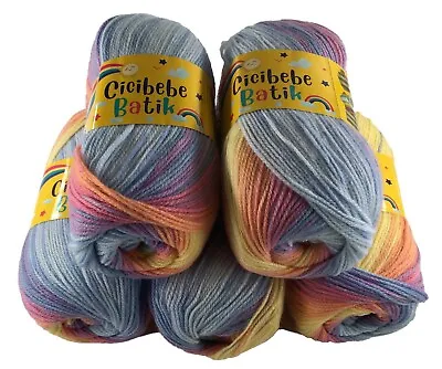 £15 • Buy Rainbow Baby Wool Pack 5 X 100g Cicibebe Batik Yarn Wool Crochet DK Acrylic 33