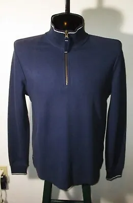 Men's L.L. BEAN Blue 1/2 Zip Long Sleeve Jersey Polo Shirt Size M • $24