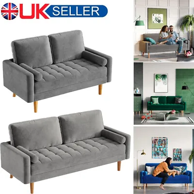 2/3 Seater Velvet Sofa Modern Couch Settee Button Tufted Seat Cushion Room Home • £89.90