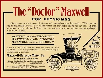 1906 Maxwell Briscoe Automobile Tarrytown New Metal Sign: Large Size - 12 X 16  • $33.88