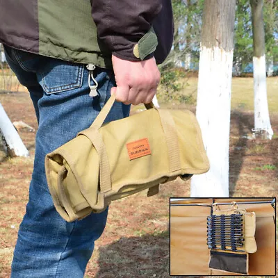 Outdoor Tool Bag Storage Holder Camping Canvas Travel Luggage Tent Peg Nails Bag • $29.98