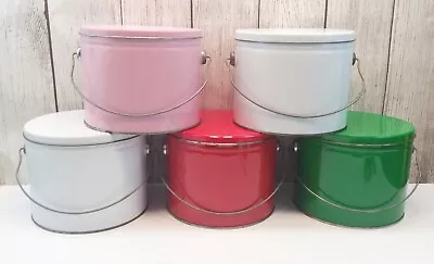 Deco Brand Round Tins Decorative Collectible 5.5” X 7” Red Pink Green Vintage • $29.95