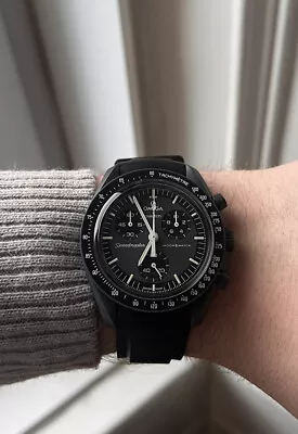 £19.99 • Buy BLACK ACCENT - RUBBER WATCH STRAP For OMEGA X SWATCH SPEEDMASTER MOONSWATCH