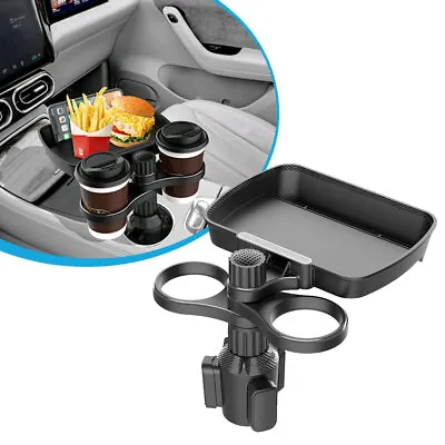 Car Cup Holder Tray With Swivel Base 360 Degree Food Tray Organized Drink Holder • $31.73