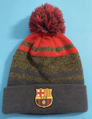 FC Barcelona Beanie Hat Cap Pompom Adult Soccer Football • $9.99