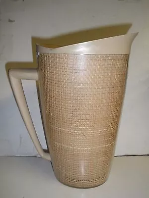 Vintage Plastic Burlap Pitcher 10  X 4  X 6  Tan (SU61) • $14.99