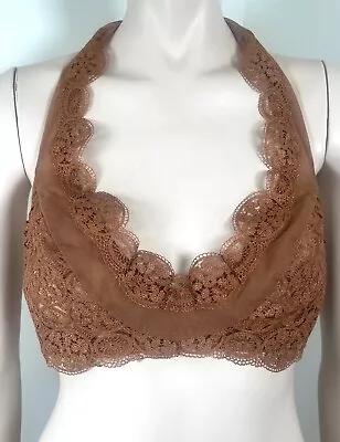 3 Pc Set La Perla Coffee Brown Halter Lace Bra Lace Boy Shorts & G String 34 • £188.02