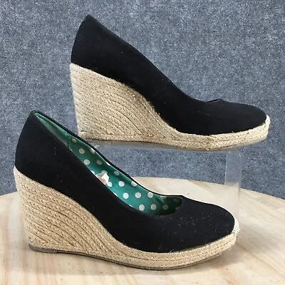 Merona Heels Womens 10 Slip On Espadrille Wedge Pumps Black Fabric Round Toe • $21.99