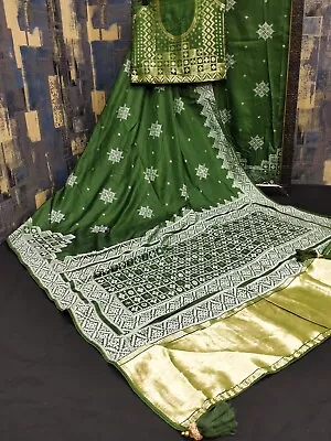 Pure Soft Viscose Silk Saree With Beautiful Weaving Hand Dying Saree With Latka1 • $59.99