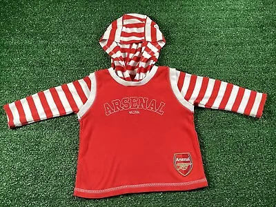 Arsenal FC Football Hoodie Long Sleeve Top - Baby Size 9/12 Months - Red & White • £2.99