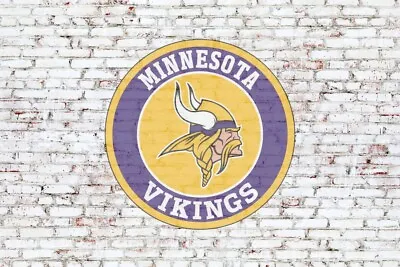 Minnesota Vikings On Brick Wall Football Print NFL POSTER 24  X 36  60x90cm • $24.50