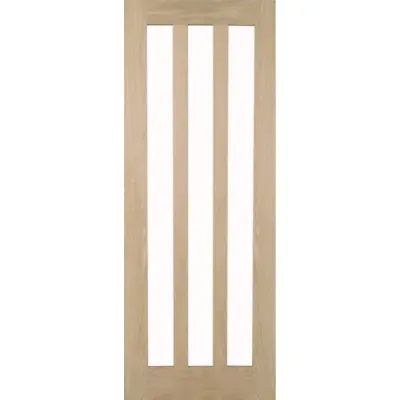 Internal Door Glass Oak Aston Clear Or Frosted Glass Unfinished Modern Style • £127.99