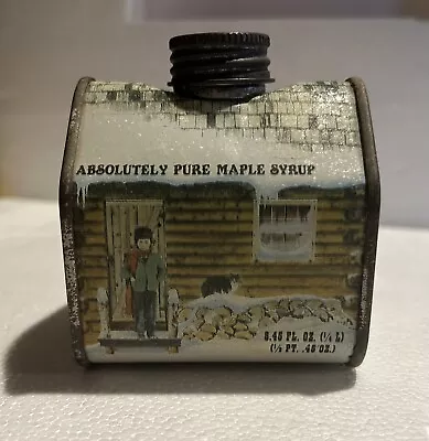 Vintage Cabin Shaped Maple Syrup Tin 1984 New England Container Co 1/2 Pint .45 • $12.99