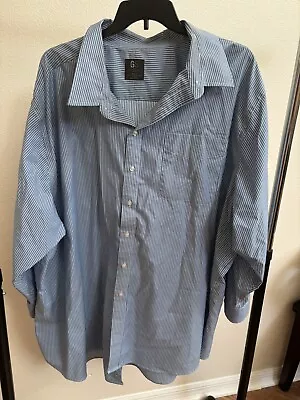 GS Classic Fit Men’s Dress Shirt Blue With White Stripes Neck 22 Arm 35/36 • $7.50