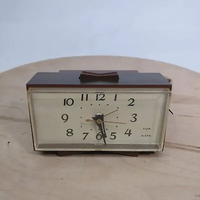 Vintage GE Electric Alarm Clock Model 7270KA 5” X  2.5” Brown Analog • $10.49