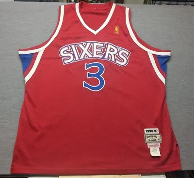 Authentic Mitchell Ness 76ers Allen Iverson 96-97 Sixers Jersey Size 56 USA Made • $109.95