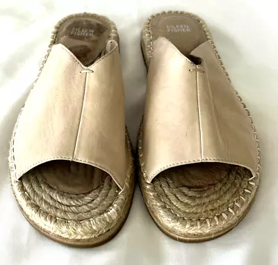 EILEEN FISHER Milly Tan Espadrille Slide Sandal Sz 10 $150 • £42.27