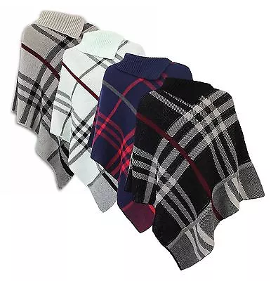 £14.95 • Buy Womens Ladies Contrast Check Print Pullover Poncho Shawl Cardigan One Size 
