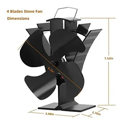  Wood Stove Fan Small New Designed 4 Blades Heat Powered Fireplace Fans Eco  • $38.70