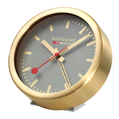 Mondaine Table Clock Wall Alarm A997.MCAL.86SBG Grey Gold Coloured Ø 4 7/8in • $232.45