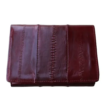 Genuine Eel Skin Leather Trifold Wallet Credit Card Wallet Men's Purse • $24.99