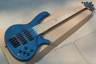 New 5 Strings D Electric Bass Guitar With Blue Ash Wood Body Active Pickup • $415