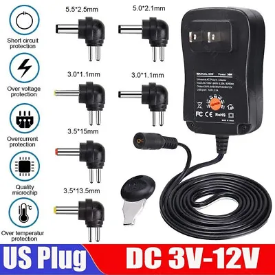 Universal AC/DC Adjustable Power Adapter Supply Charger For Small Electronics US • $9.85