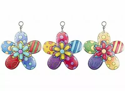 3 X Colourful Flower Metal Garden Wall Hanging Fence Ornament Decoration 15cm  • £8.99