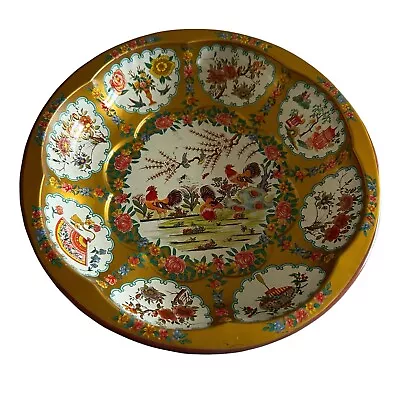 Vintage 1971 Daher Decorated Ware Floral Metal Tin Bowl Tray Made In England 10” • $14.39